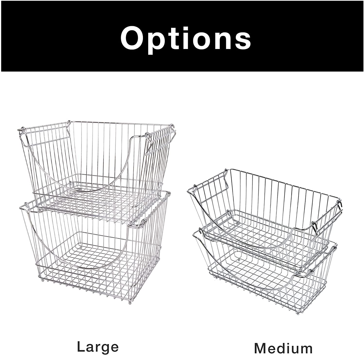 Large Metal Wire Stacking Baskets with Handles - Smart Design® 13