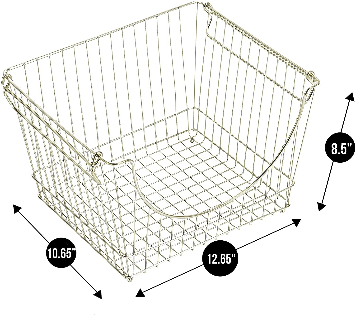 Large Metal Wire Stacking Baskets with Handles - Smart Design® 28