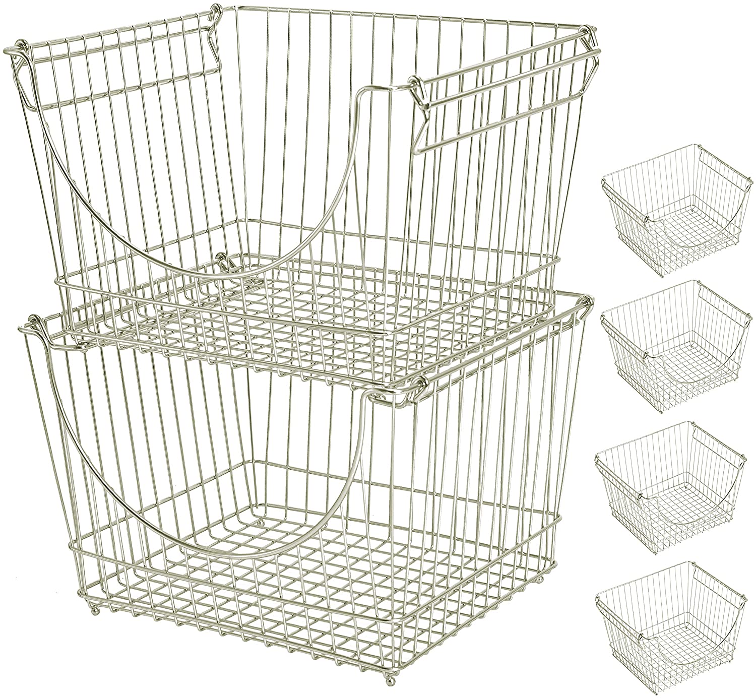 Large Metal Wire Stacking Baskets with Handles - Smart Design® 27