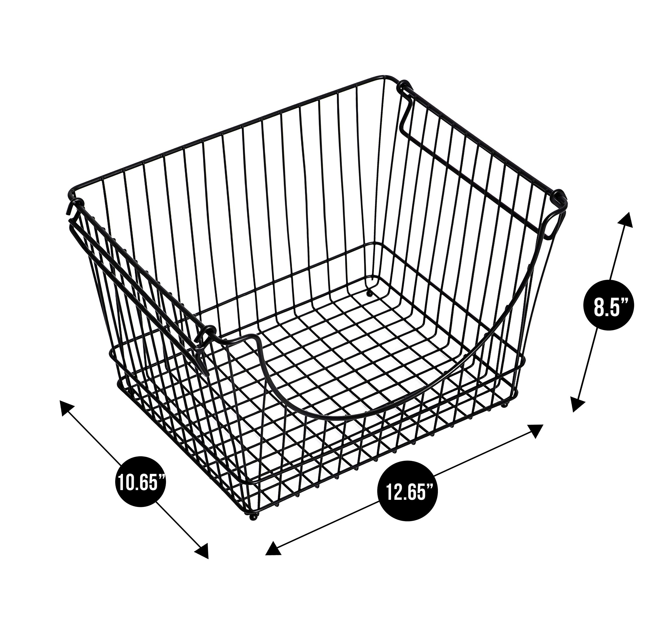 Large Metal Wire Stacking Baskets with Handles - Smart Design® 3