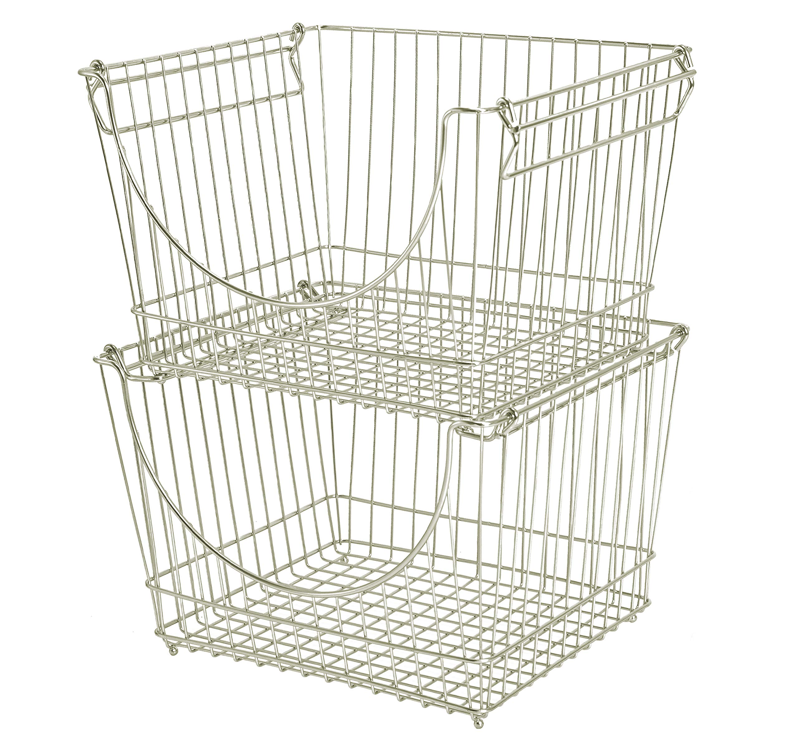Large Metal Wire Stacking Baskets with Handles - Smart Design® 23