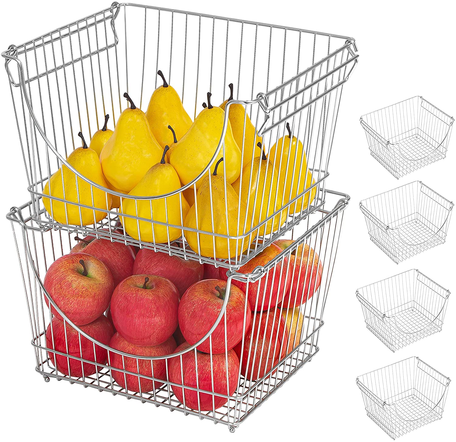 Large Metal Wire Stacking Baskets with Handles - Smart Design® 8