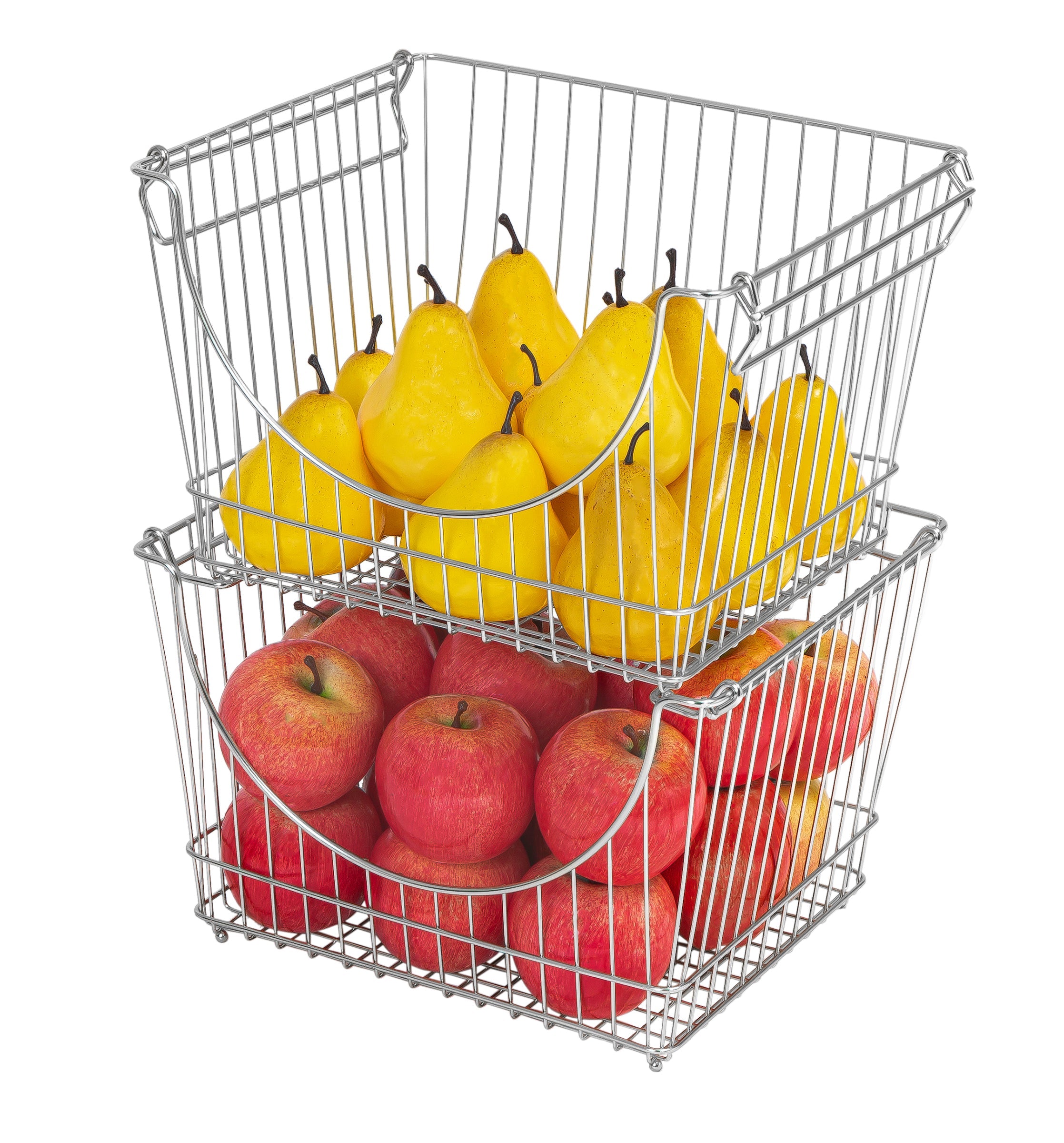 Large Metal Wire Stacking Baskets with Handles - Smart Design® 32
