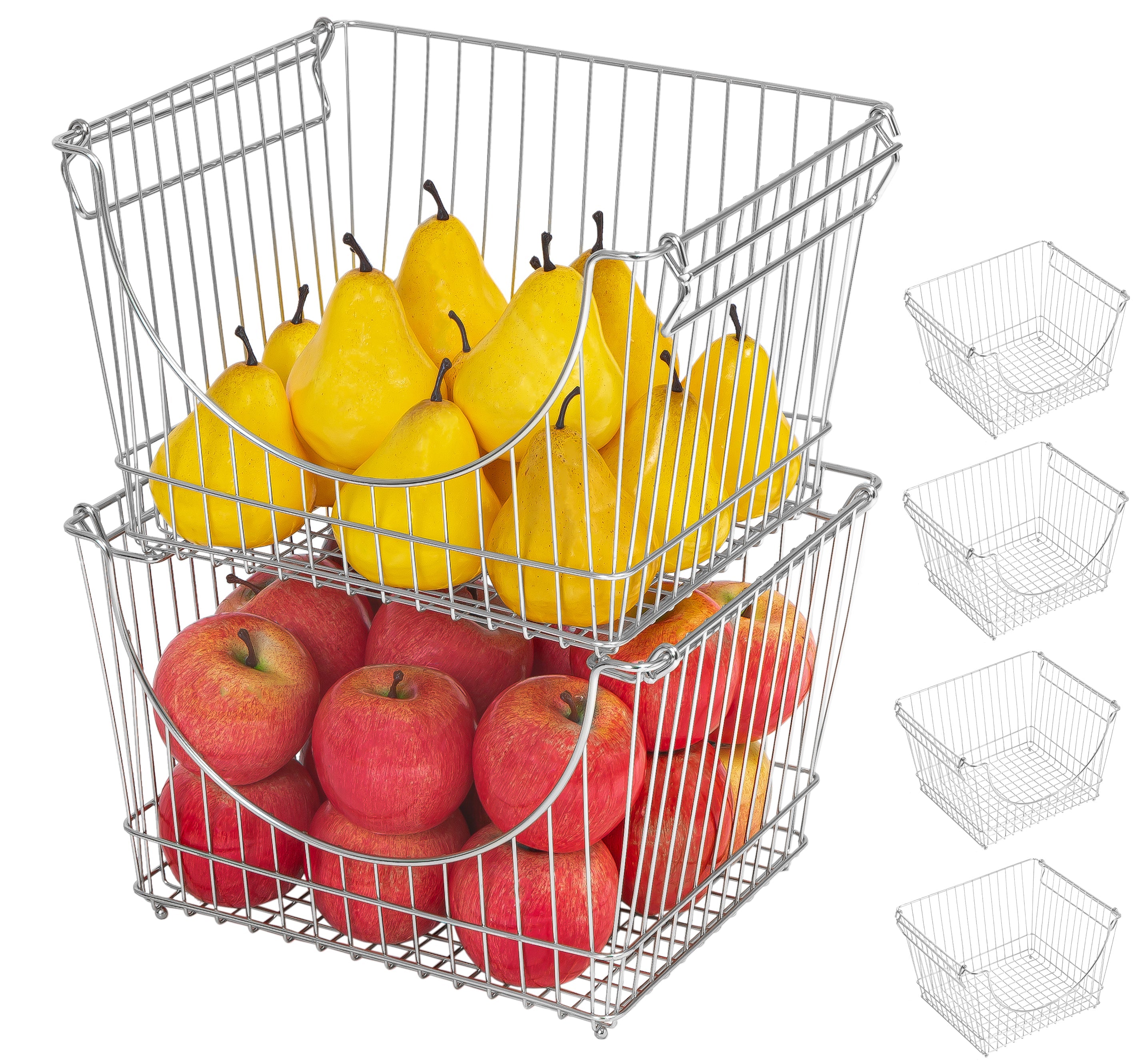 Large Metal Wire Stacking Baskets with Handles - Smart Design® 31