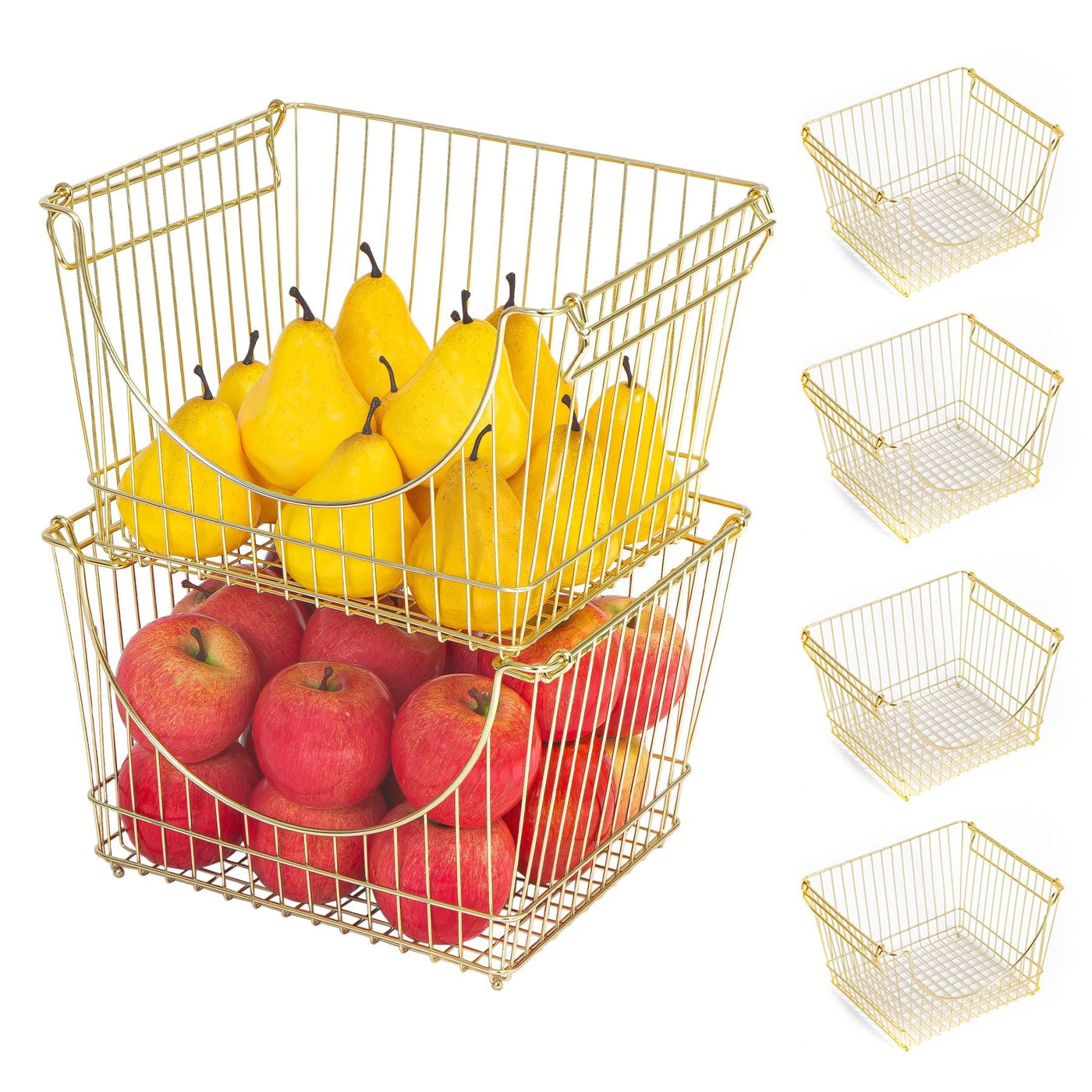 Large Metal Wire Stacking Baskets with Handles - Smart Design® 36
