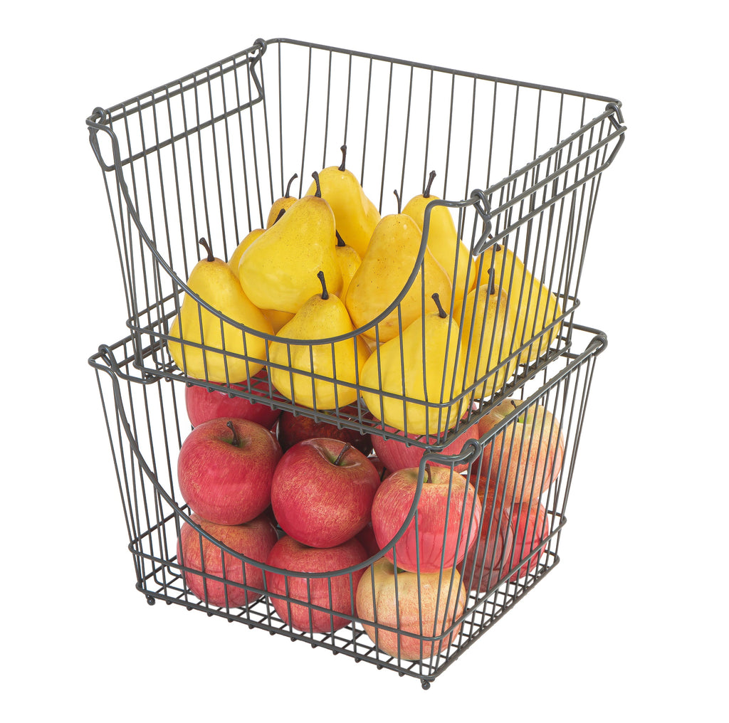 Large Metal Wire Stacking Baskets with Handles - Smart Design® 34