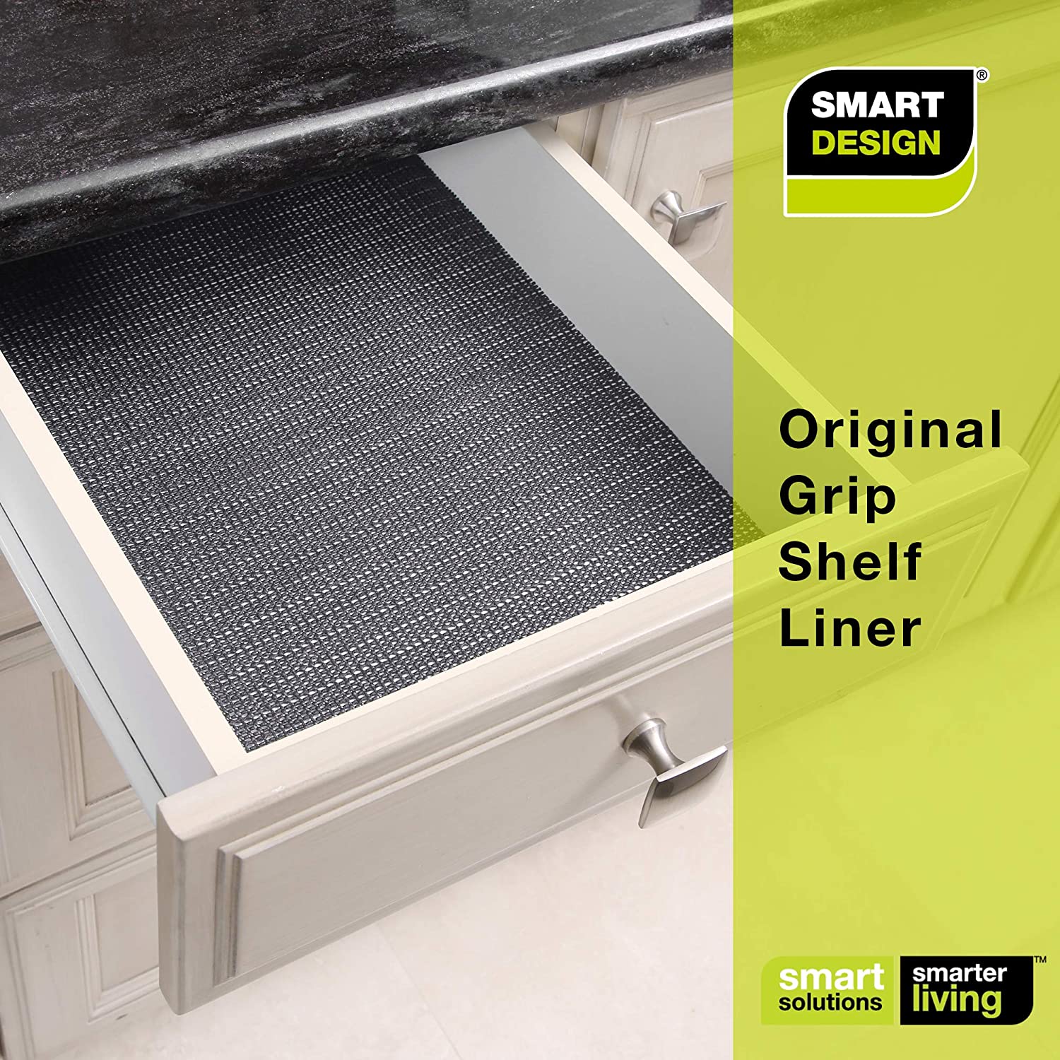 Smart Design Shelf Liner Classic Grip - (18 inch x 5 Feet) - Drawer Cabinet Non Adhesive Protection - Home & Kitchen [Graphite Gray]