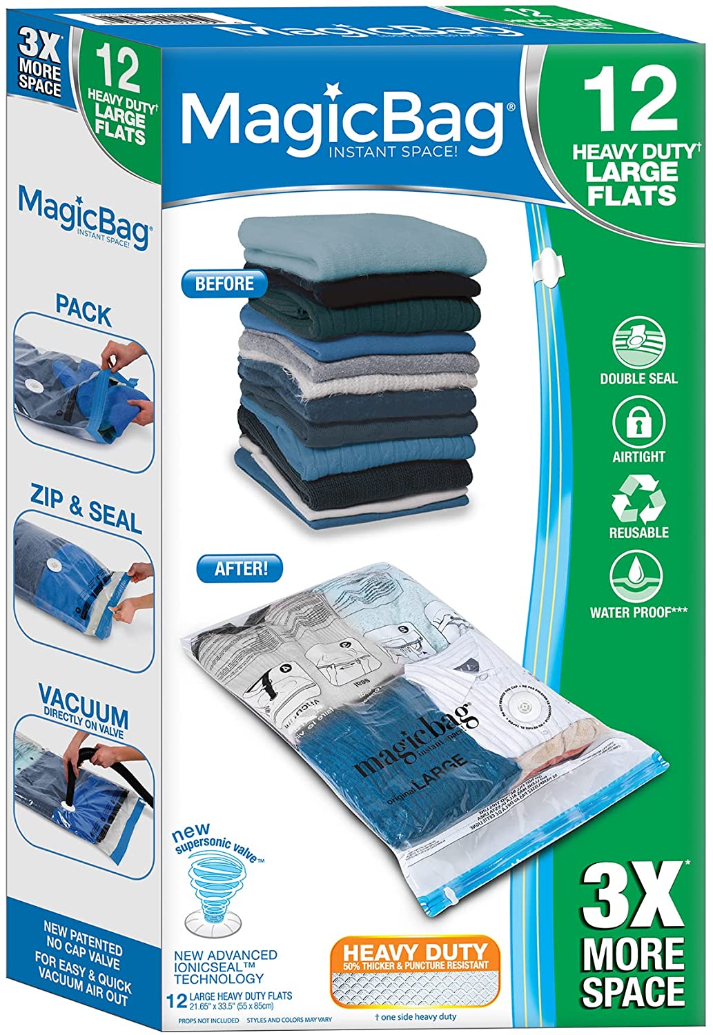 MagicBag Instant Space Saver Storage - Flat, Large - Heavy Duty