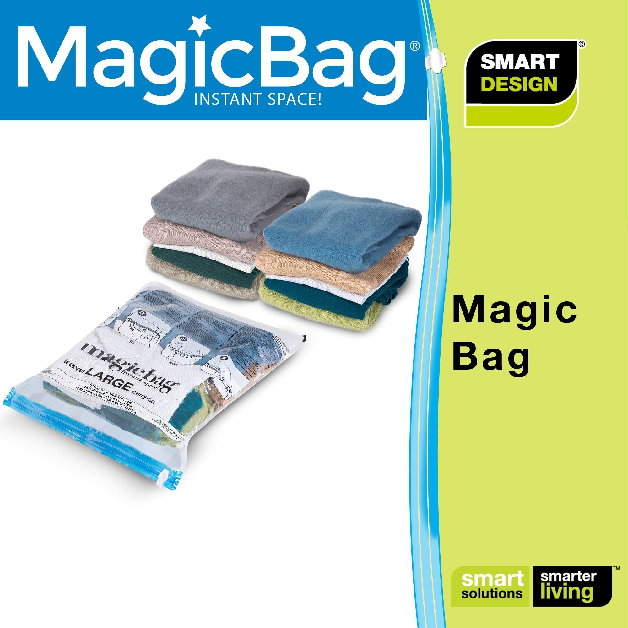 MagicBag Instant Space Saver Storage Bag Flat and Travel - Smart Design®  MagicBag