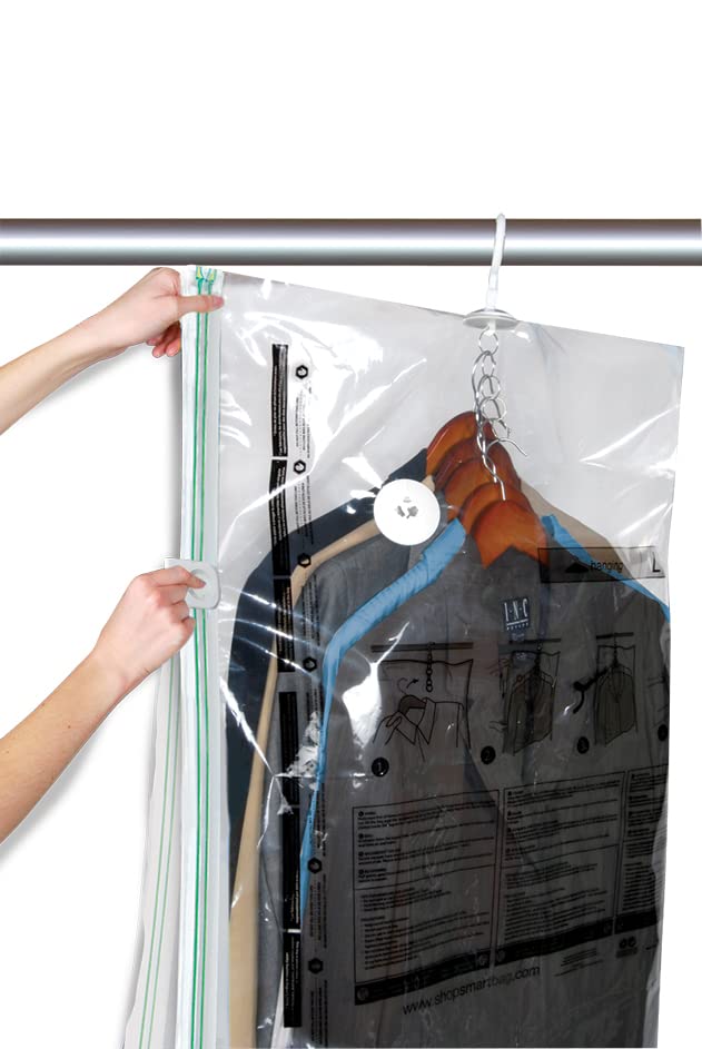 Hanging Vacuum Storage Bags 6 Pack Combo Jumbo Large Space Saver Bags,  Vacuum Sealer Bags for Clost Storage Organizer, Clothes Garment Coat Dress