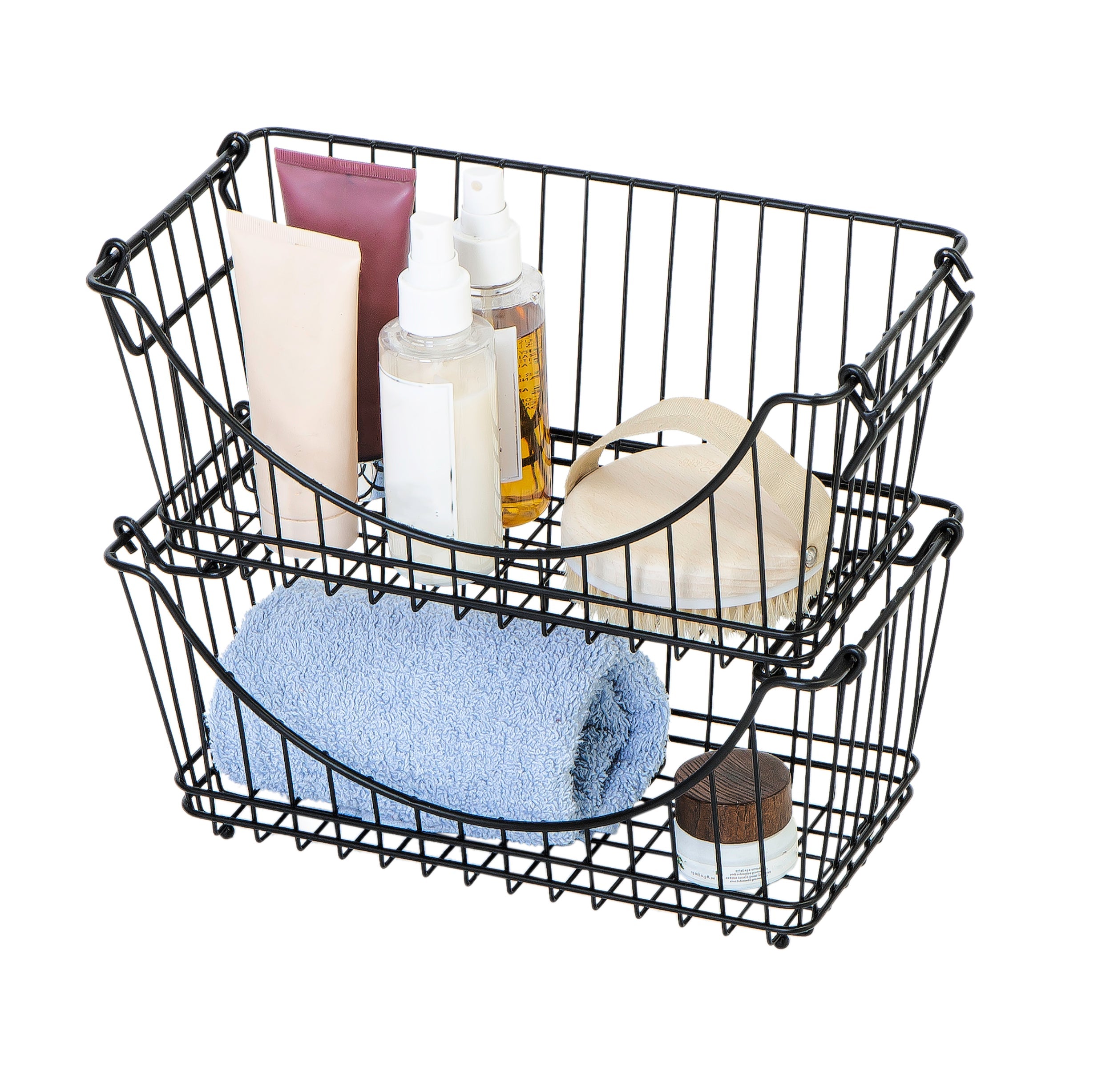 Medium Metal Wire Stacking Baskets with Handles - Smart Design® 2