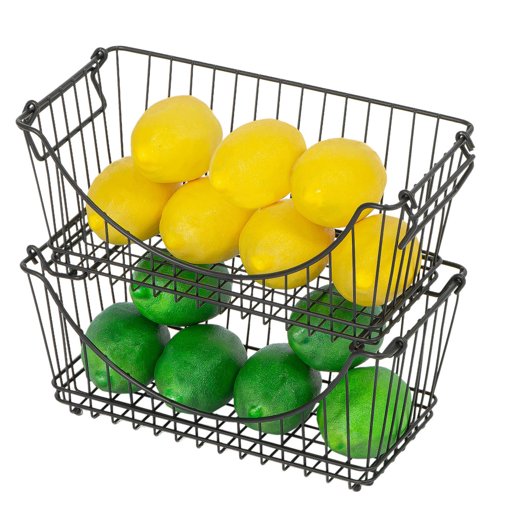 Medium Metal Wire Stacking Baskets with Handles - Smart Design® 1