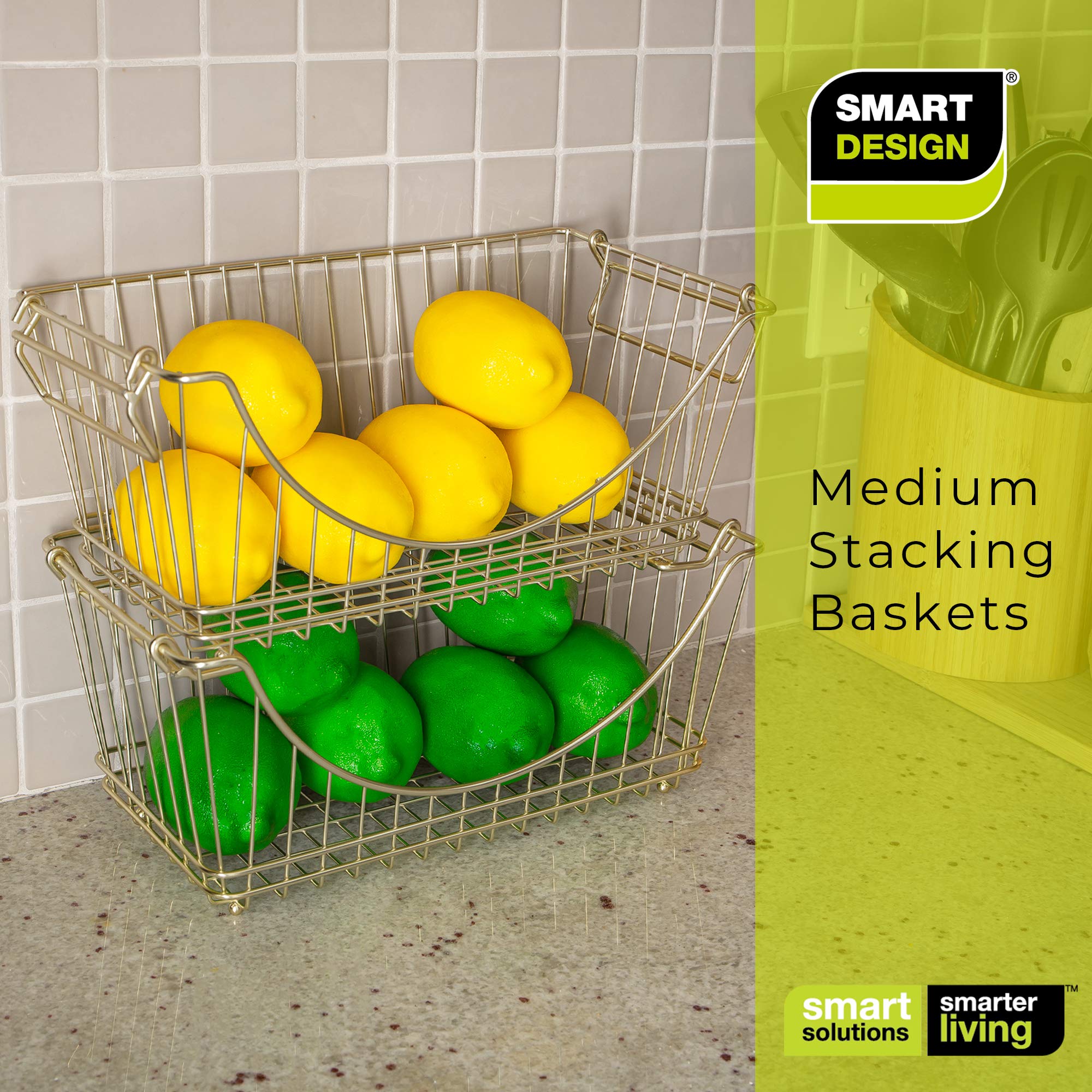 Smart Design | 2 Tier Stackable Pull Out Baskets