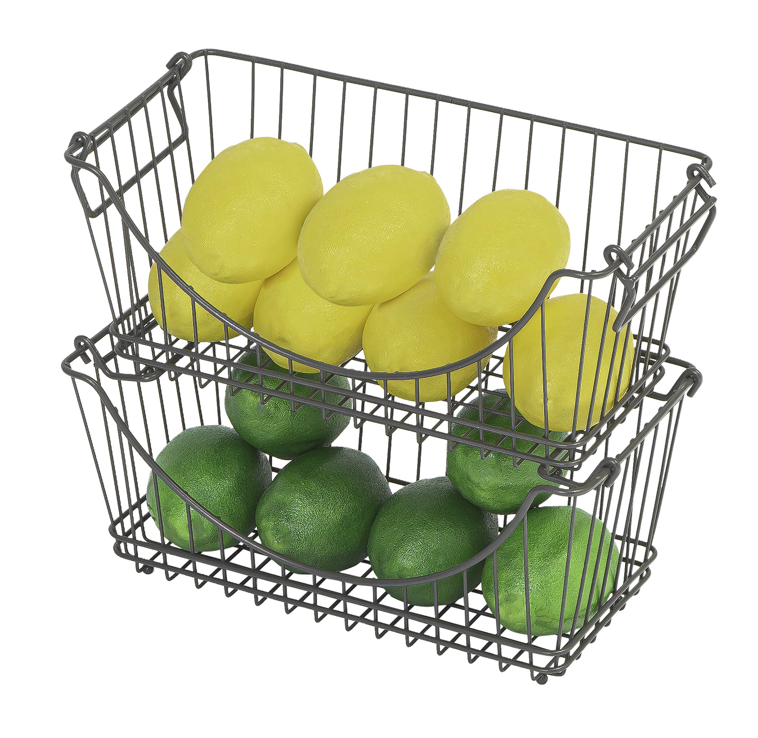 Medium Metal Wire Stacking Baskets with Handles - Smart Design® 6