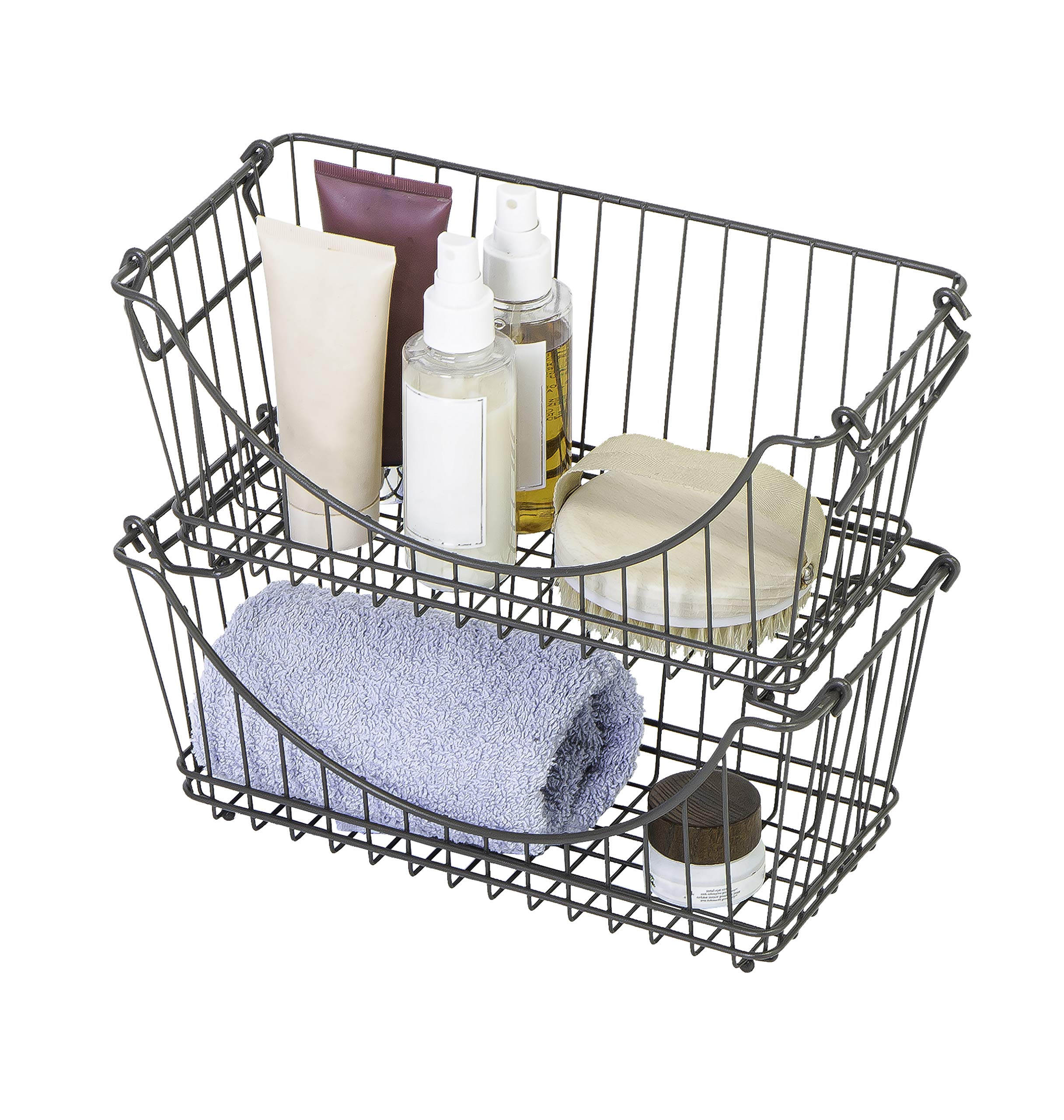 Smart Design White Wire Undershelf Basket Medium