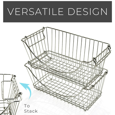 Medium Metal Wire Stacking Baskets with Handles - Smart Design® 12