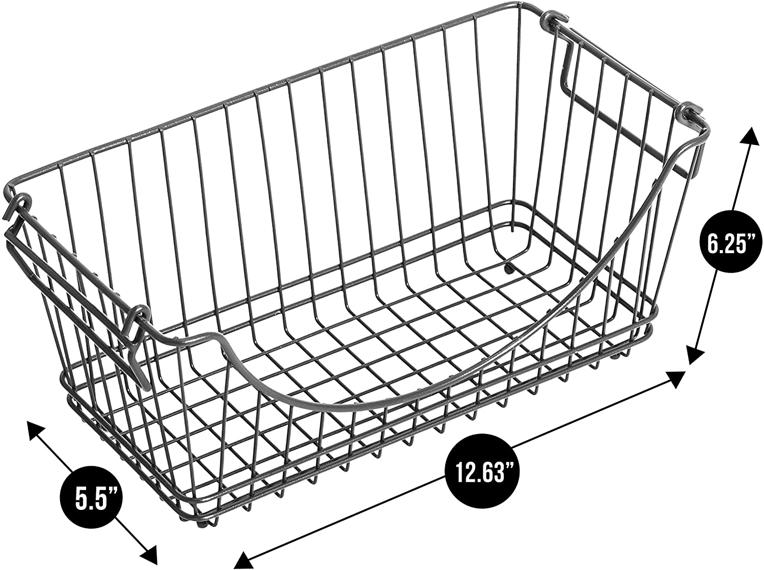 Medium Metal Wire Stacking Baskets with Handles - Smart Design® 2