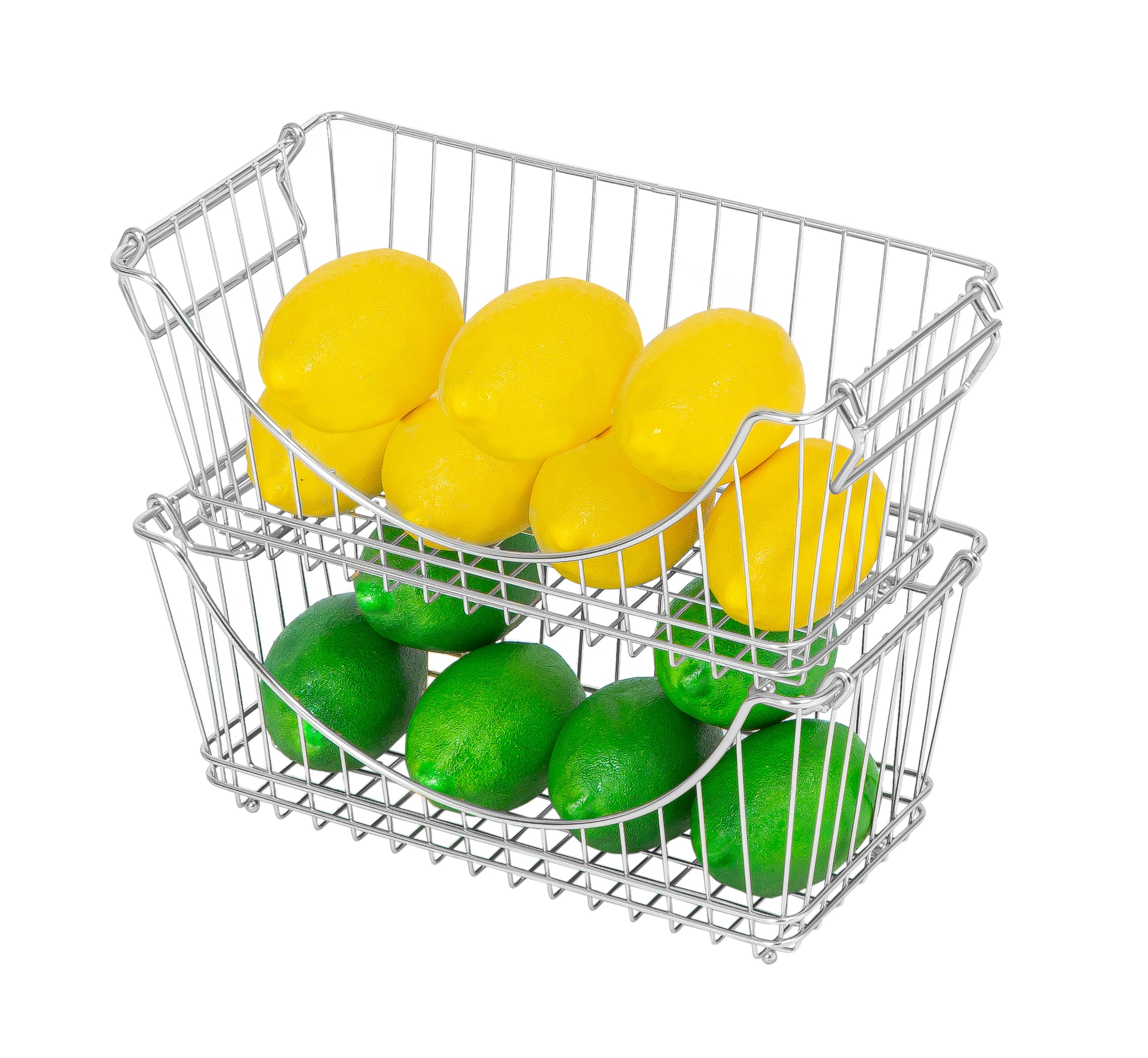 Medium Metal Wire Stacking Baskets with Handles - Smart Design® 16