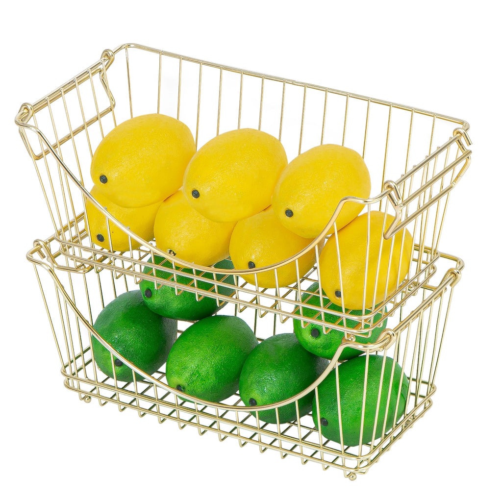 Medium Metal Wire Stacking Baskets with Handles - Smart Design® 22