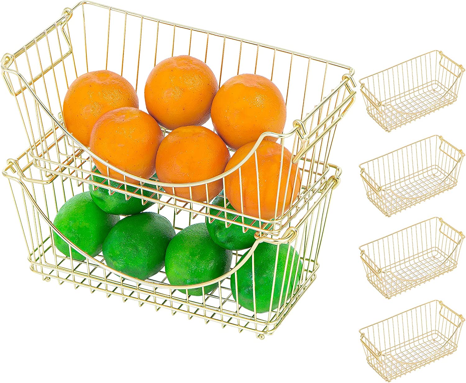 Medium Metal Wire Stacking Baskets with Handles - Smart Design® 23