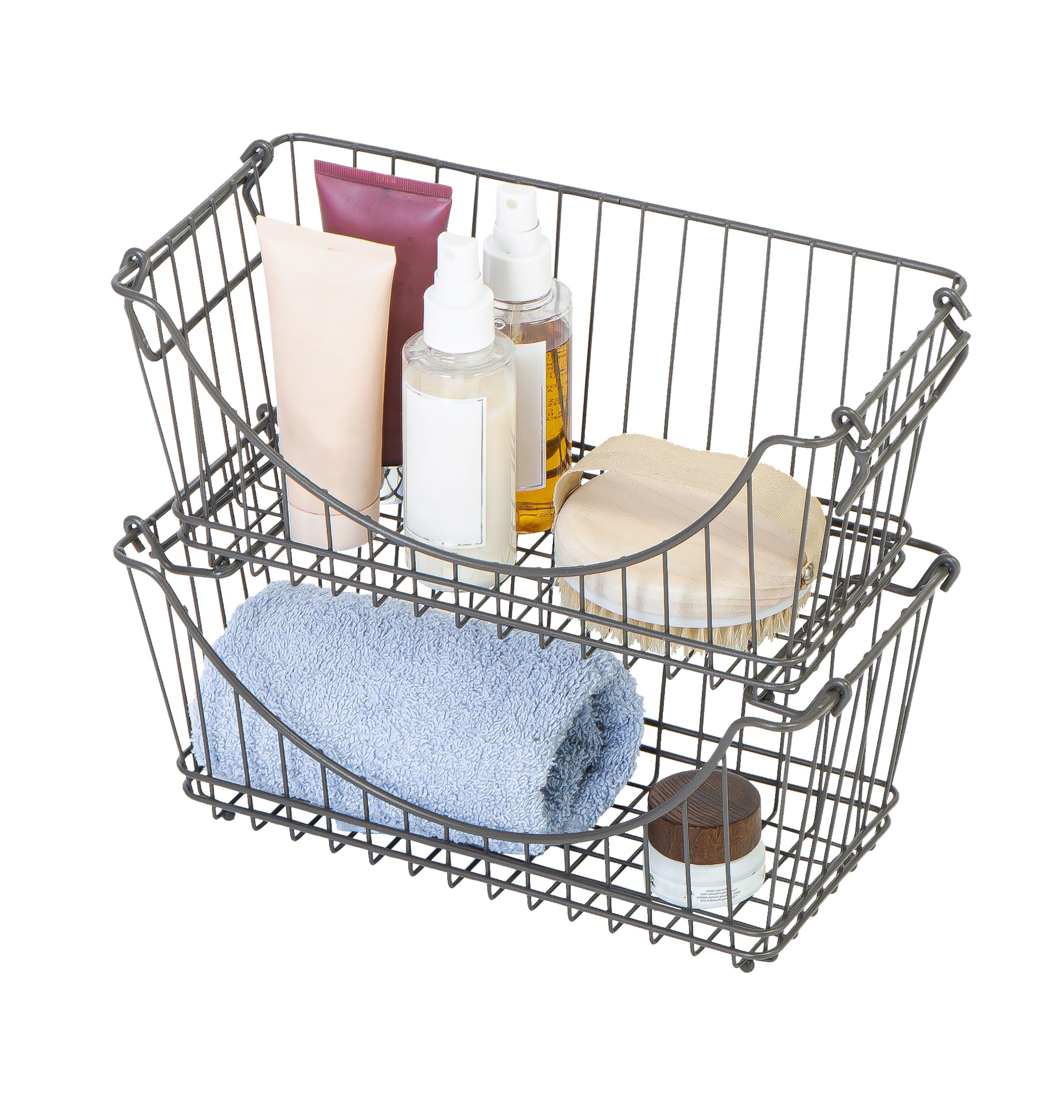 Medium Metal Wire Stacking Baskets with Handles - Smart Design® 6