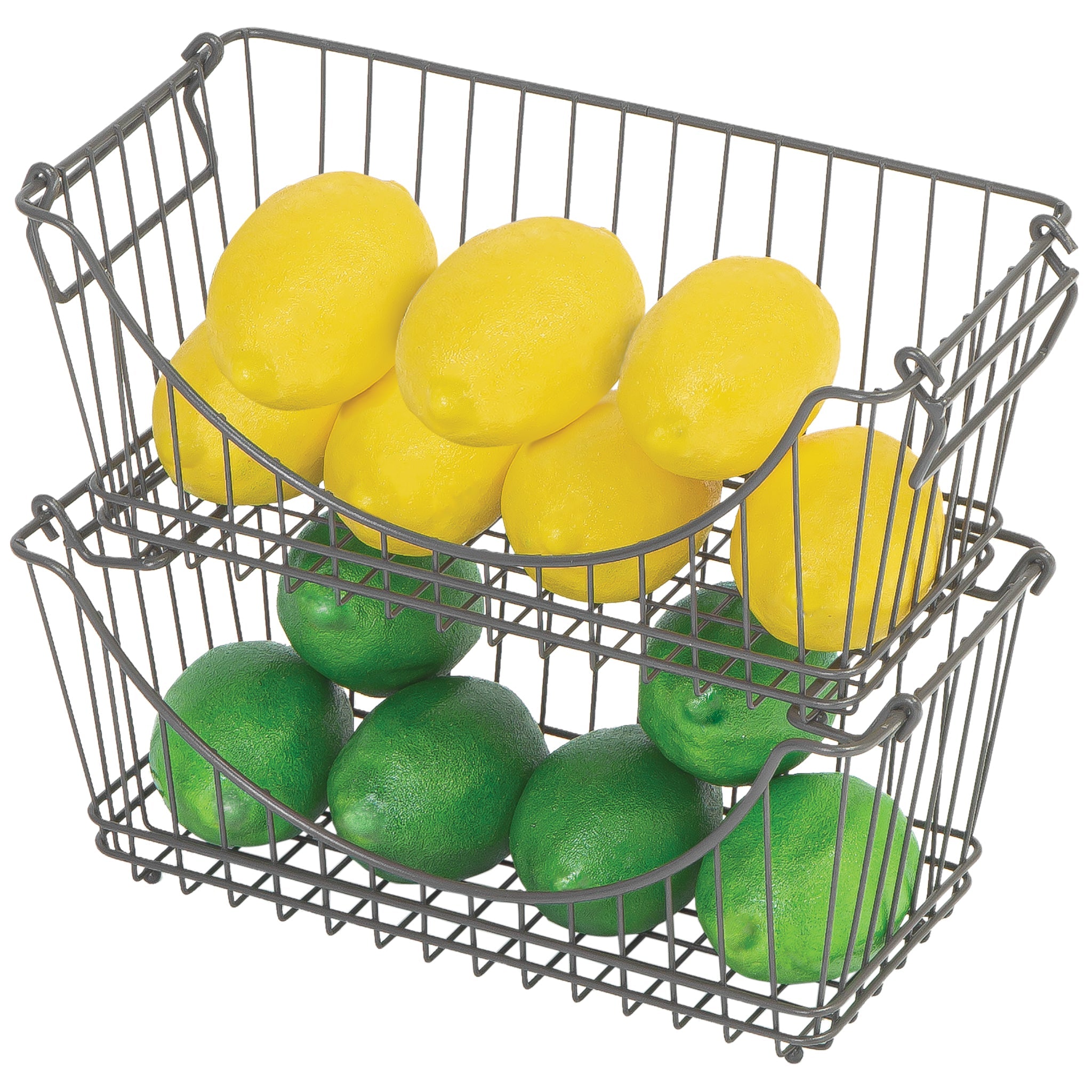Medium Metal Wire Stacking Baskets with Handles - Smart Design® 19