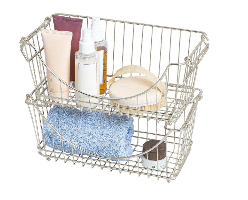 Medium Metal Wire Stacking Baskets with Handles - Smart Design® 20