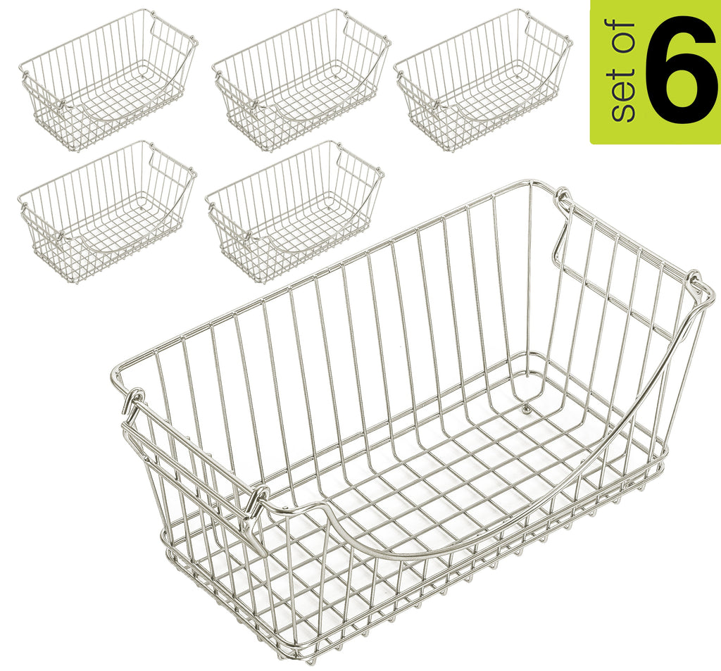 Medium Metal Wire Stacking Baskets with Handles - Smart Design® 21