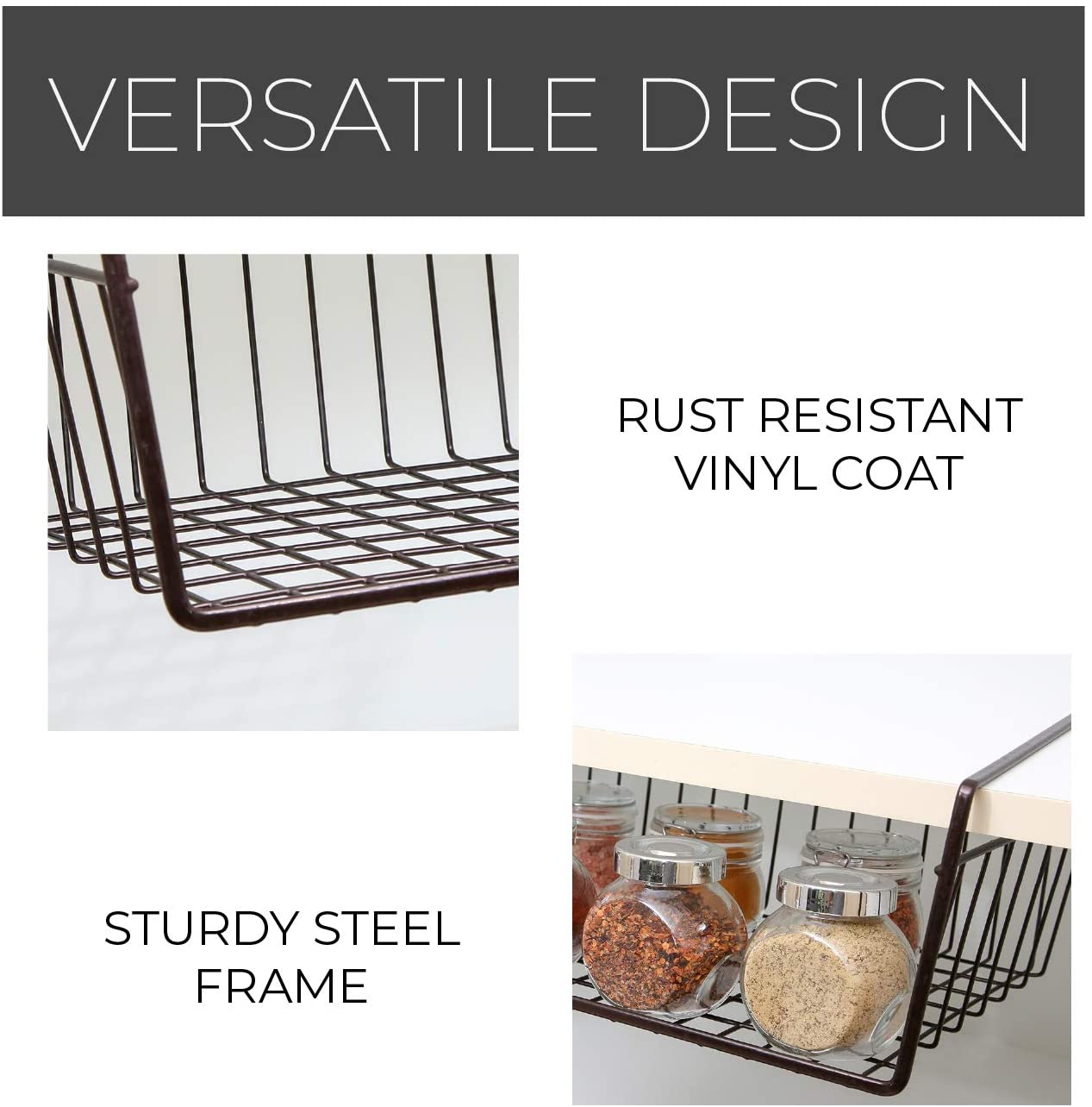 Medium Steel Undershelf Storage Basket - Smart Design® 6