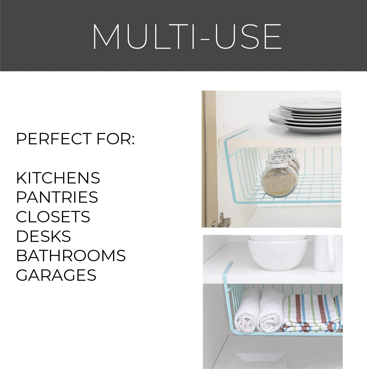 Medium Steel Undershelf Storage Basket - Smart Design® 41