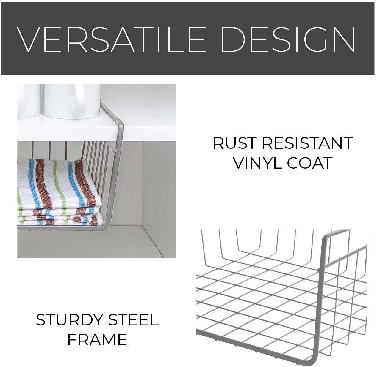 Medium Steel Undershelf Storage Basket - Smart Design® 33