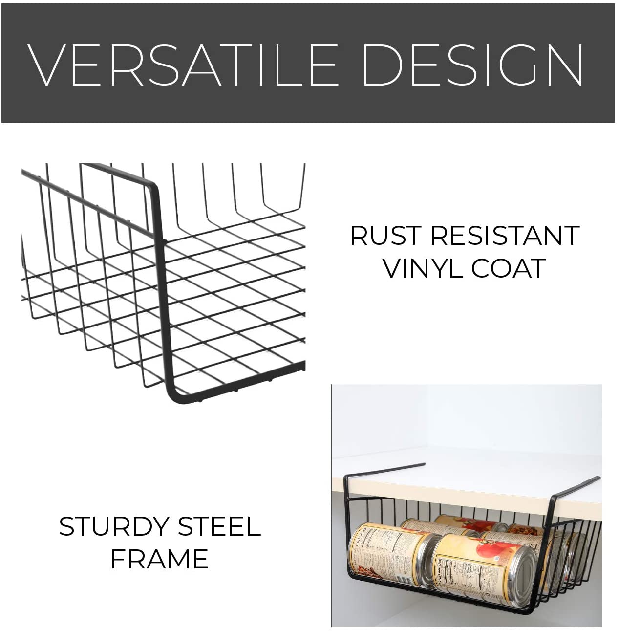 Medium Steel Undershelf Storage Basket - Smart Design® 12