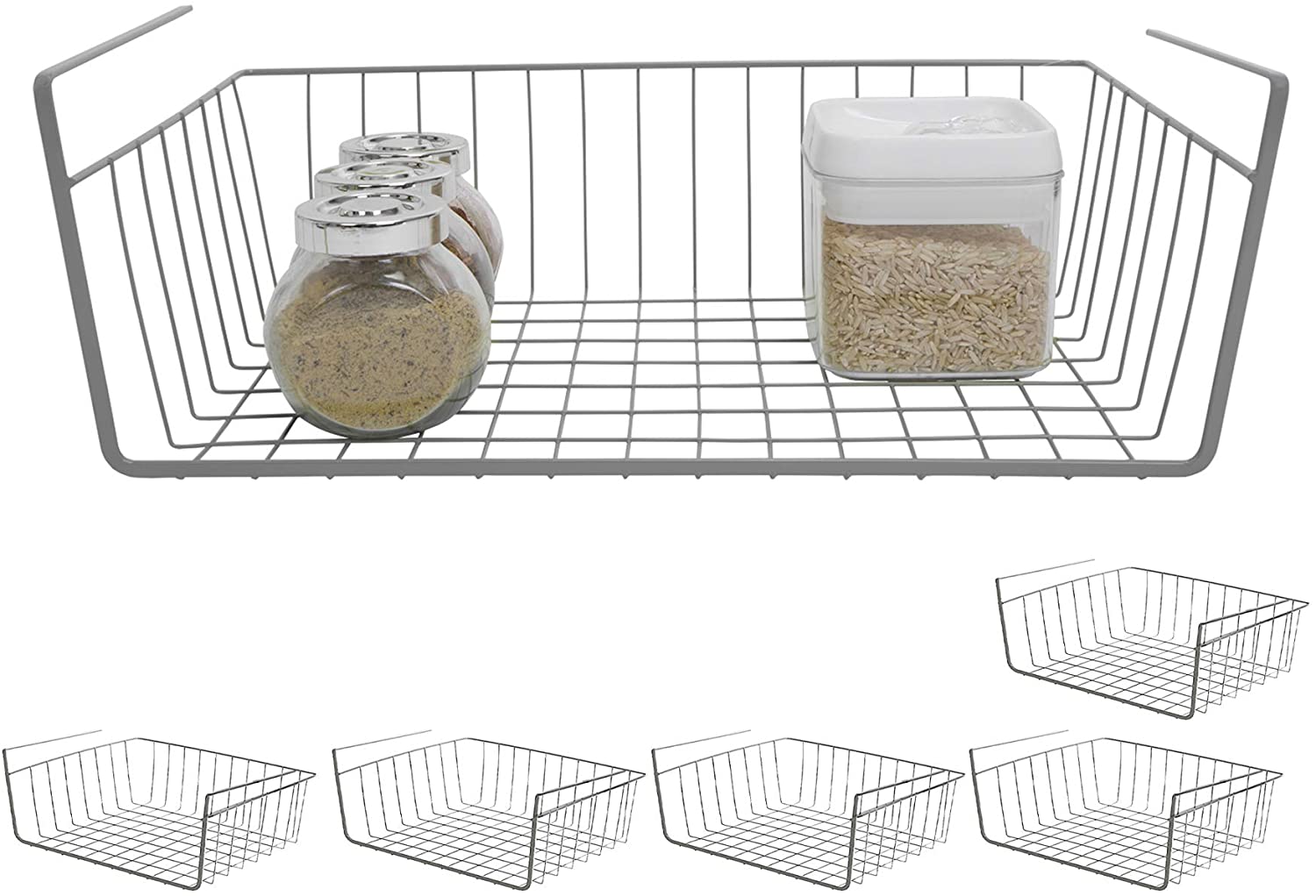 Smart Design White Wire Undershelf Basket Medium