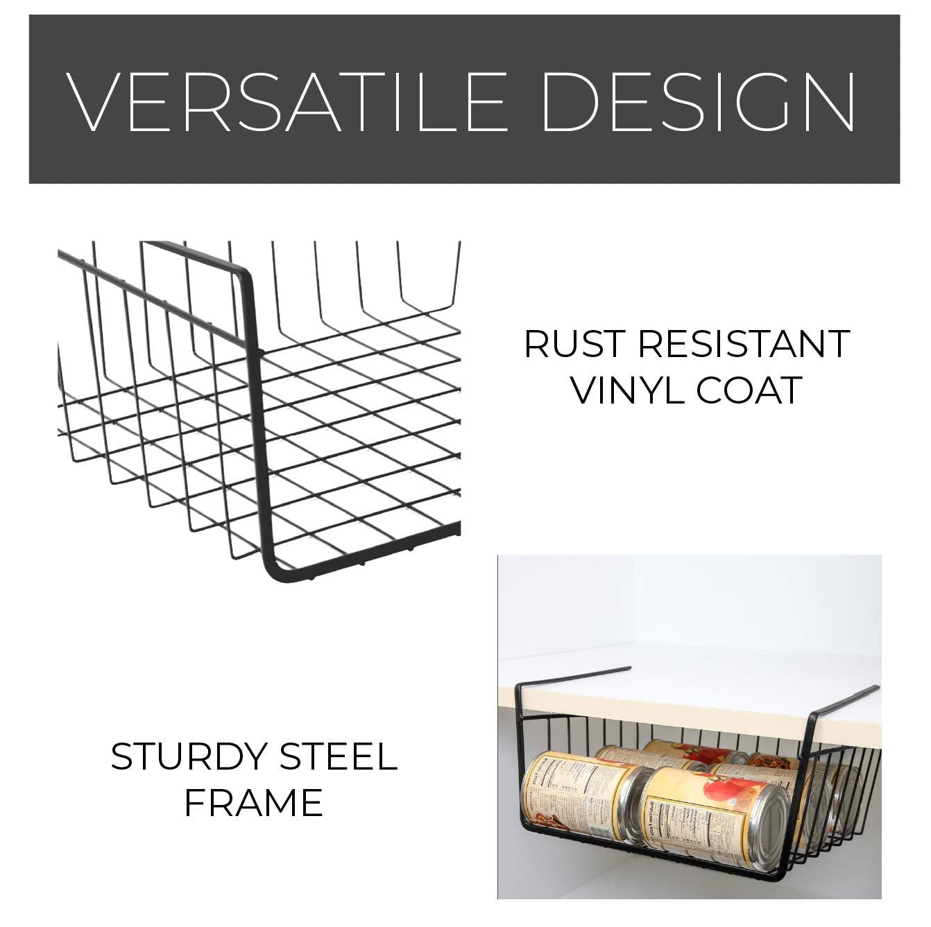 Medium Steel Undershelf Storage Basket - Smart Design® 19