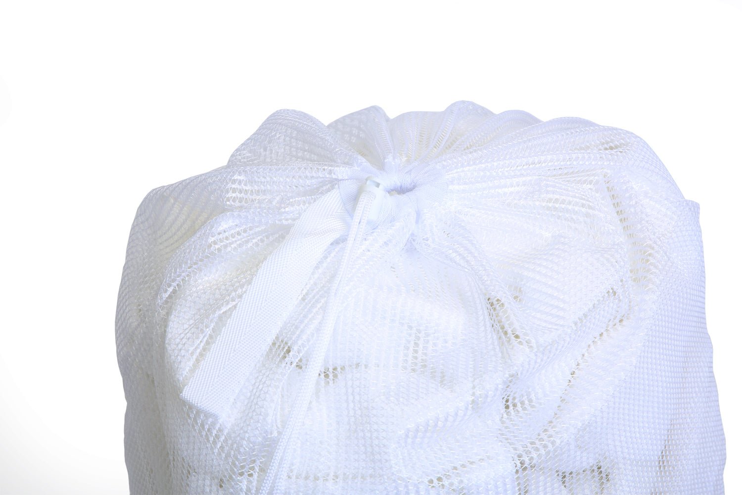 Mesh Laundry Bag with Handle and Push Lock Drawstring - Bright White - Smart Design® 3