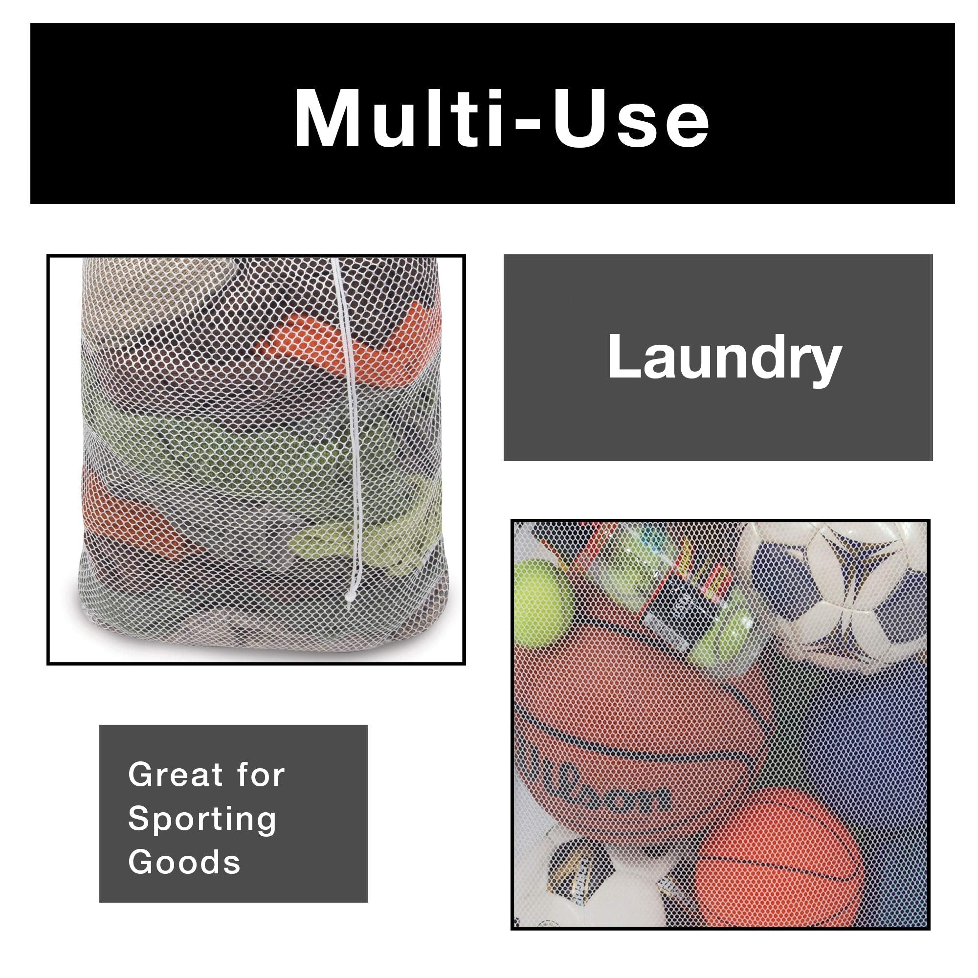 Mesh Laundry Bag with Handle and Push Lock Drawstring - Multiple Options - Smart Design® 6