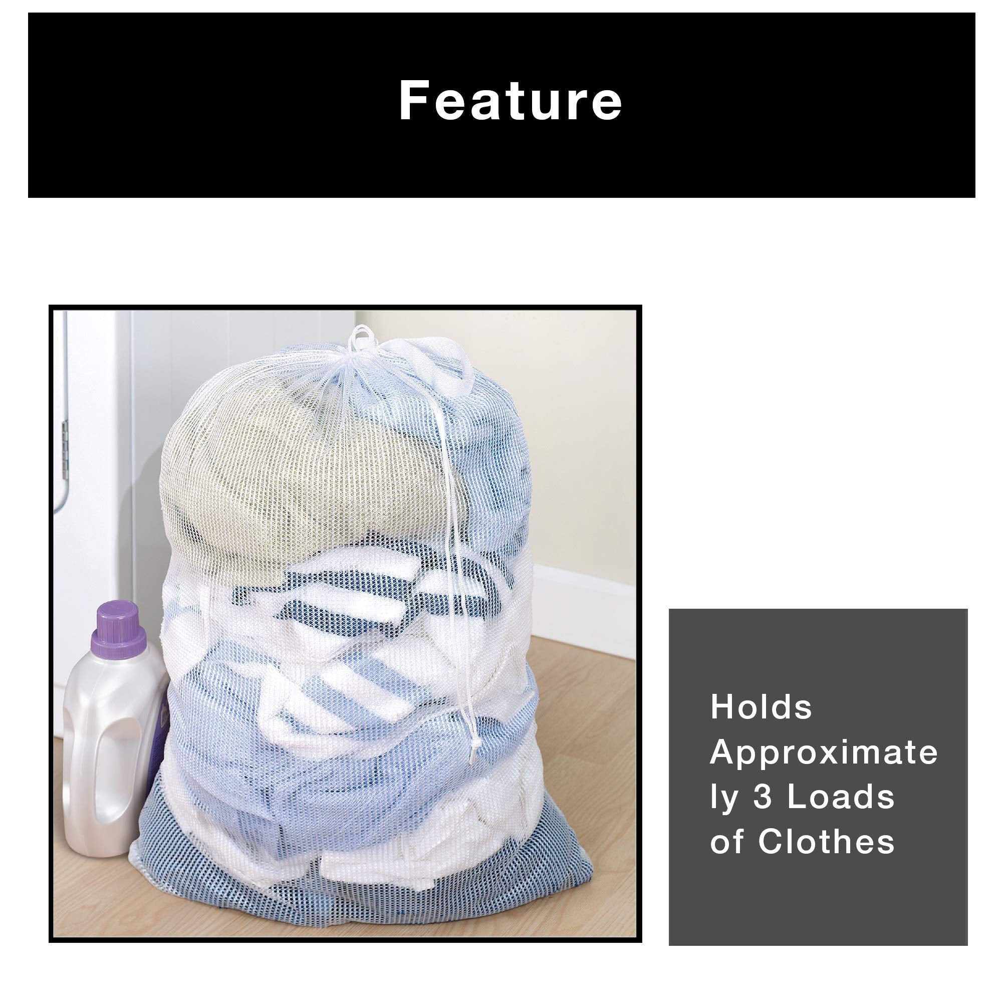 Mesh Laundry Bag with Handle and Push Lock Drawstring - Multiple Options - Smart Design® 12