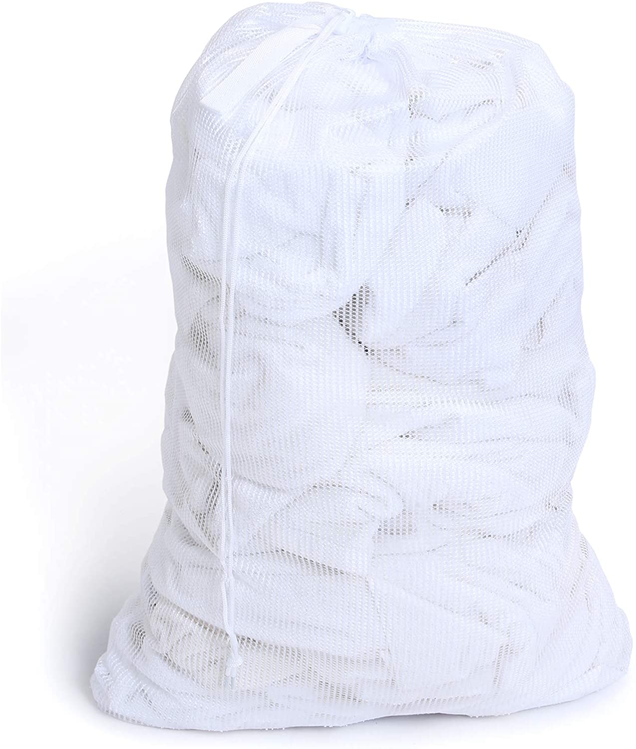White Mesh Laundry Bag with Drawstring