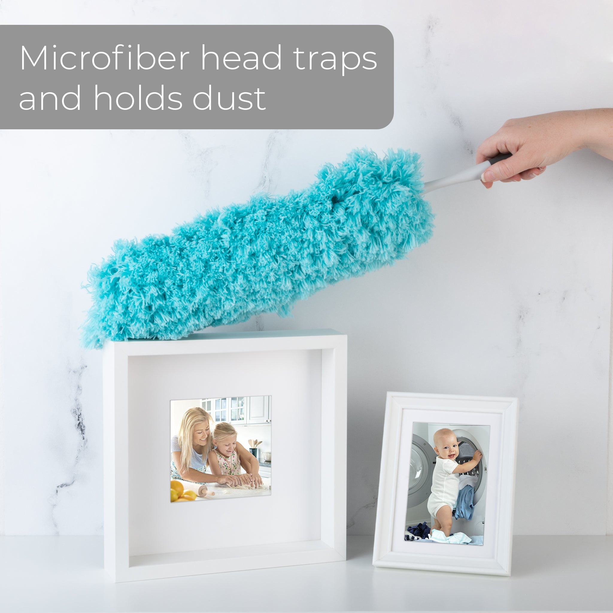 Smart Design Microfiber Hand Duster Round - Comfort Non-Slip Grip Handle - Non-Scratch - Odor Resistant - Cleaning Appliances, Electronics, Pet Hair