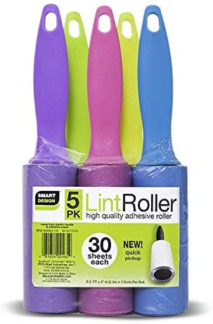 Mini Lint Roller with Ergonomic Grip Handle - Set of 5 (150 Sheets Total) - Smart Design® 1