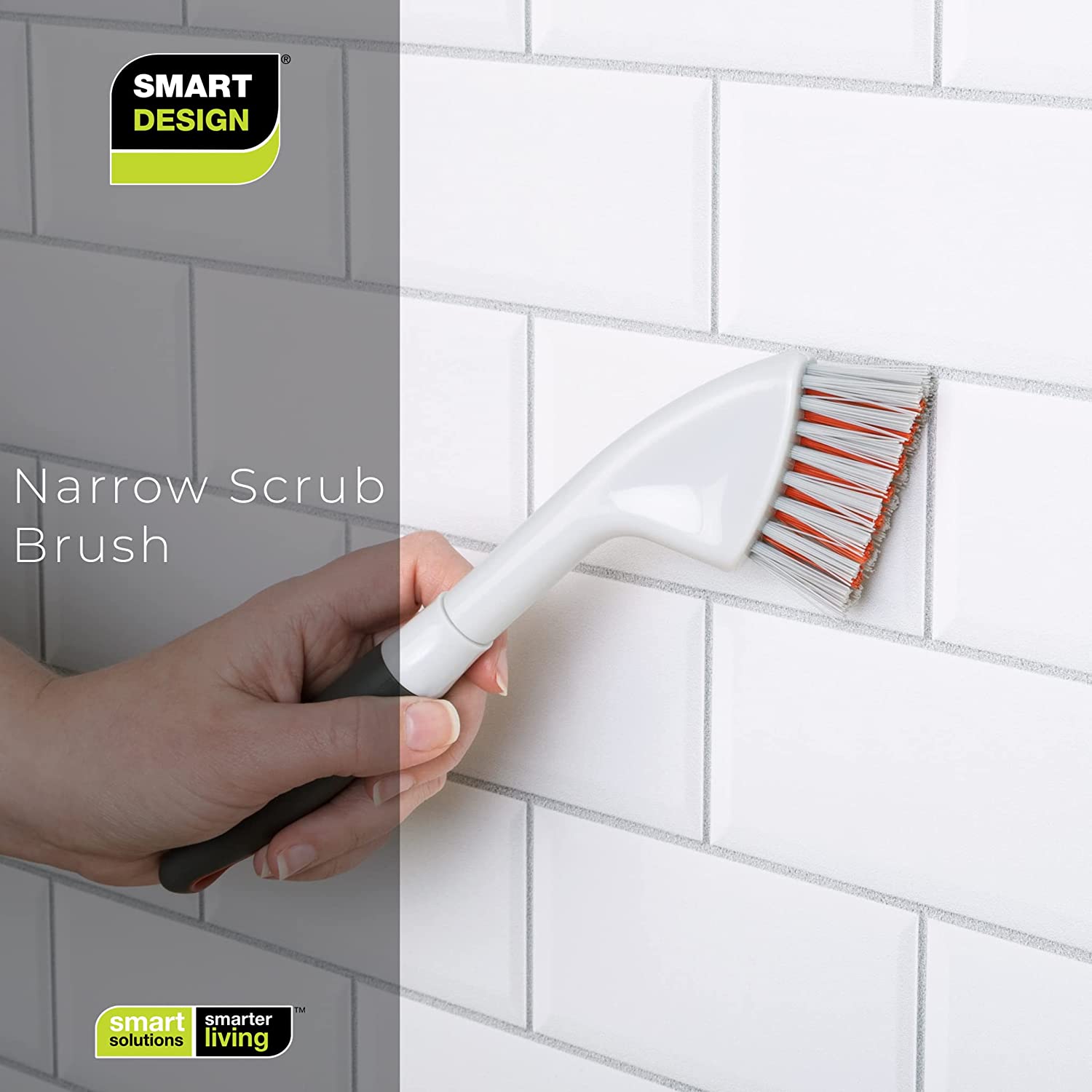 Smart Design Grout Brush - Non-Slip Handle - Non-Scratch - Long Lasting Bristles