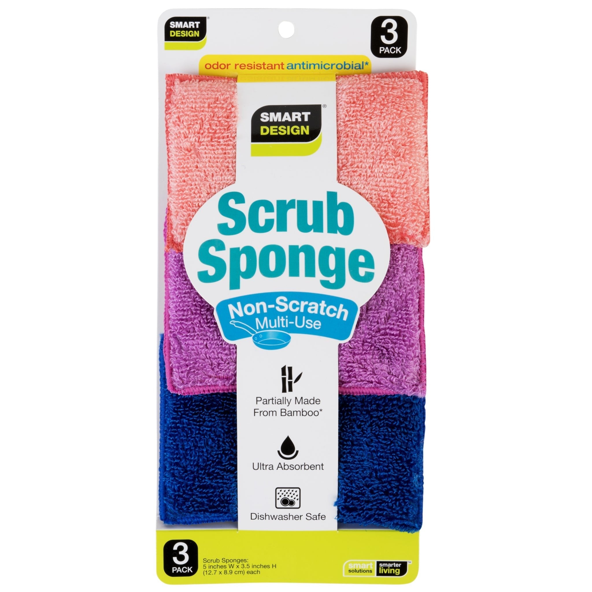 Non-Scratch Scrub Sponge with Bamboo Odorless Rayon Fiber - Smart Design® 5