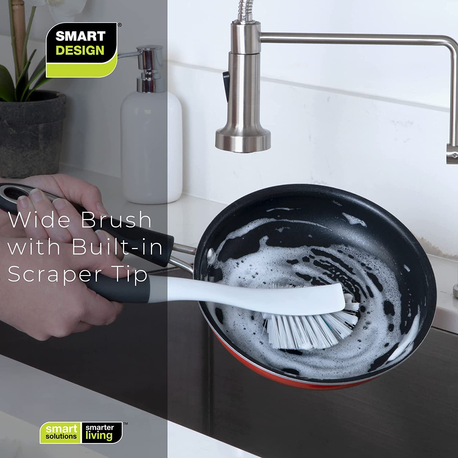 Non-Scratch Wide Brush with Scraper Tip - Smart Design® 6