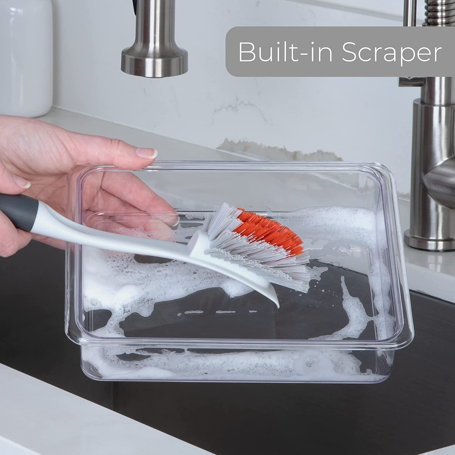 Non-Scratch Wide Brush with Scraper Tip - Smart Design® 3