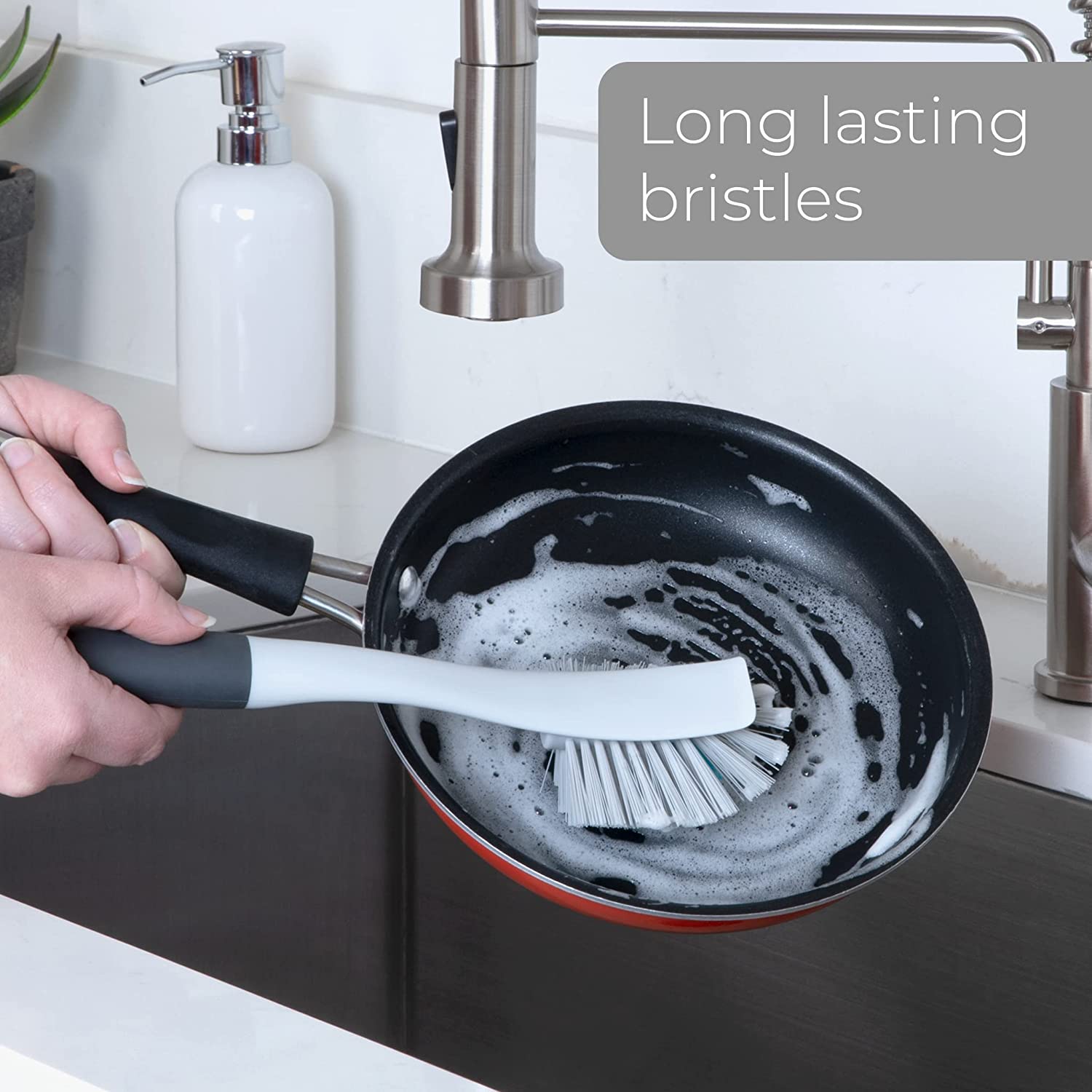 Smart Design Grout Brush - Non-Slip Handle - Non-Scratch - Long Lasting Bristles