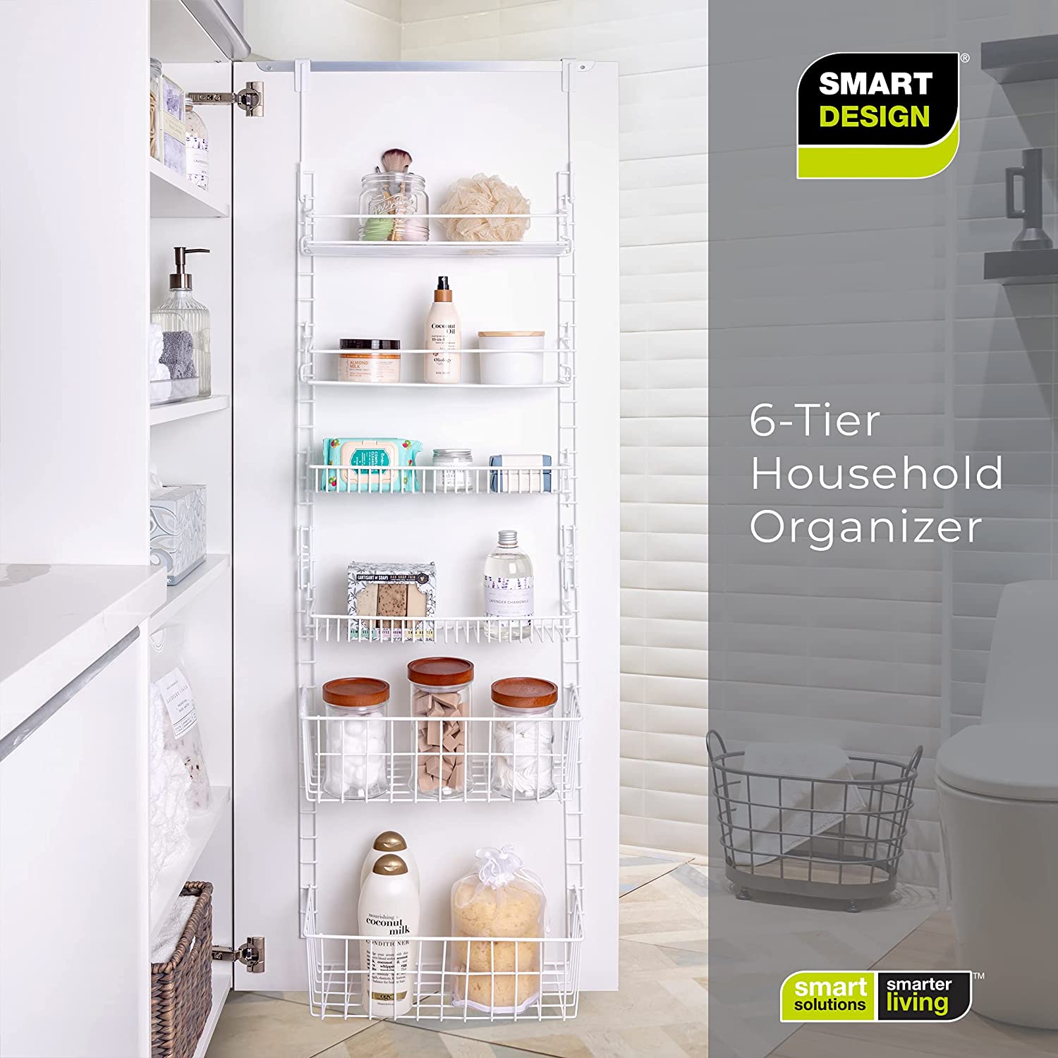 Over-The-Door Metal Wire Pantry Organizer Rack - Smart Design® 6