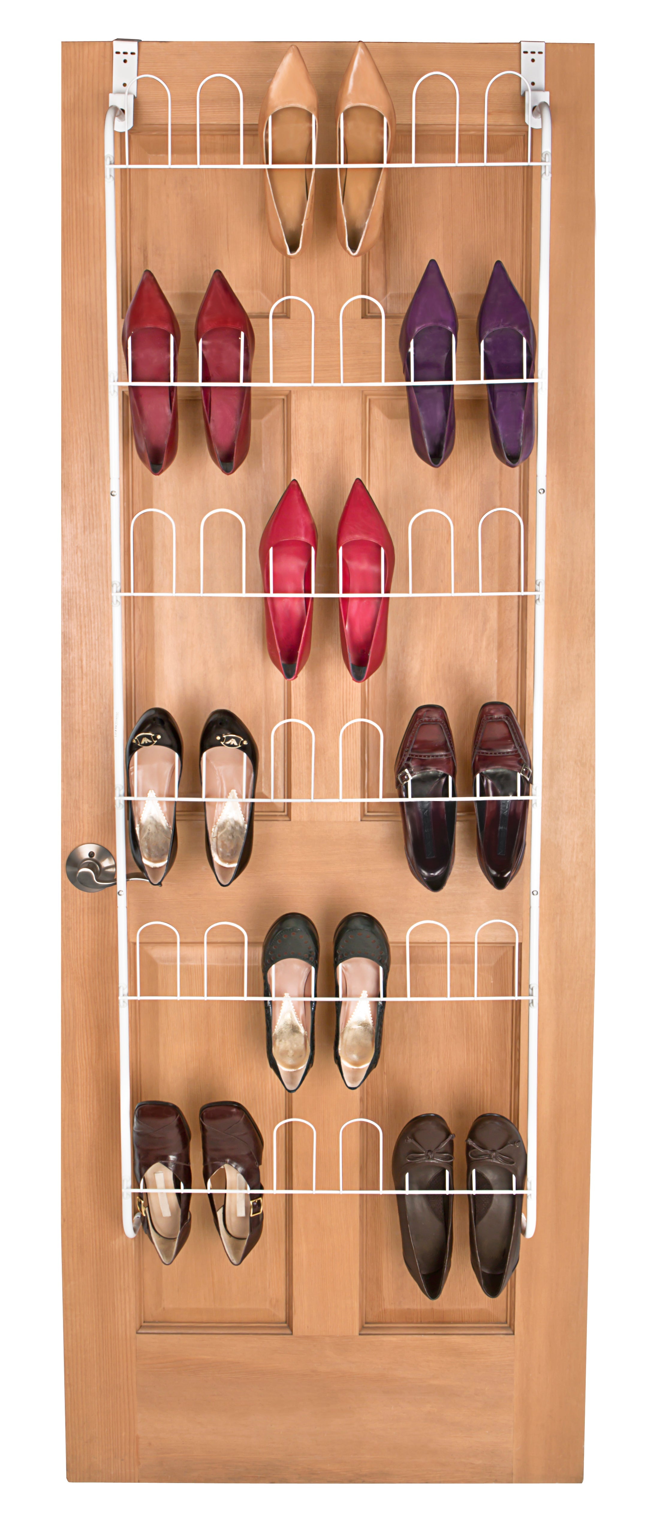 Over-The-Door Steel Metal Shoe Rack w/Hooks - Smart Design® 3