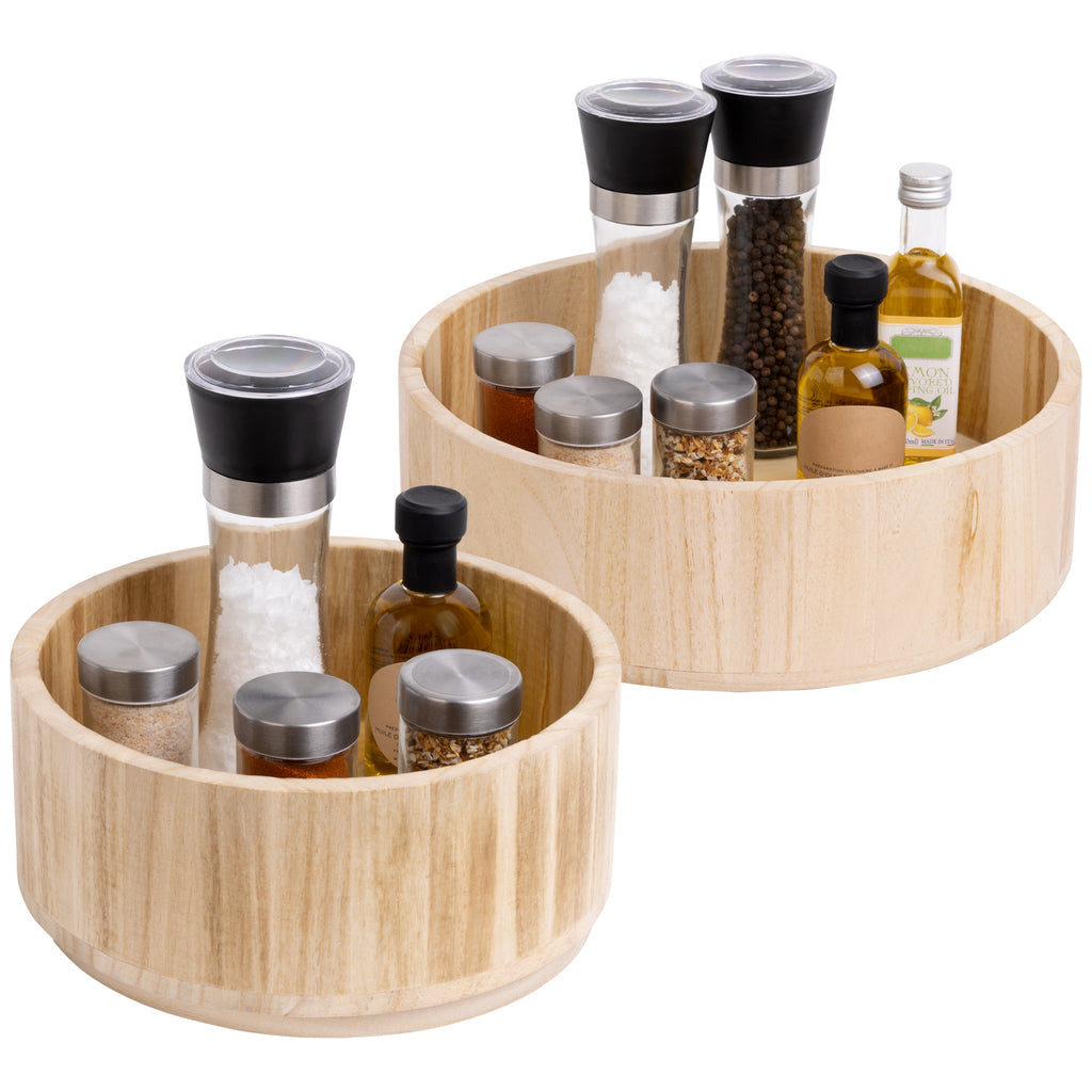 tradition et innovation PâtissierVol.2 Smart Design Paulownia Wood Turntable Organizer- Set of 2 | Smart