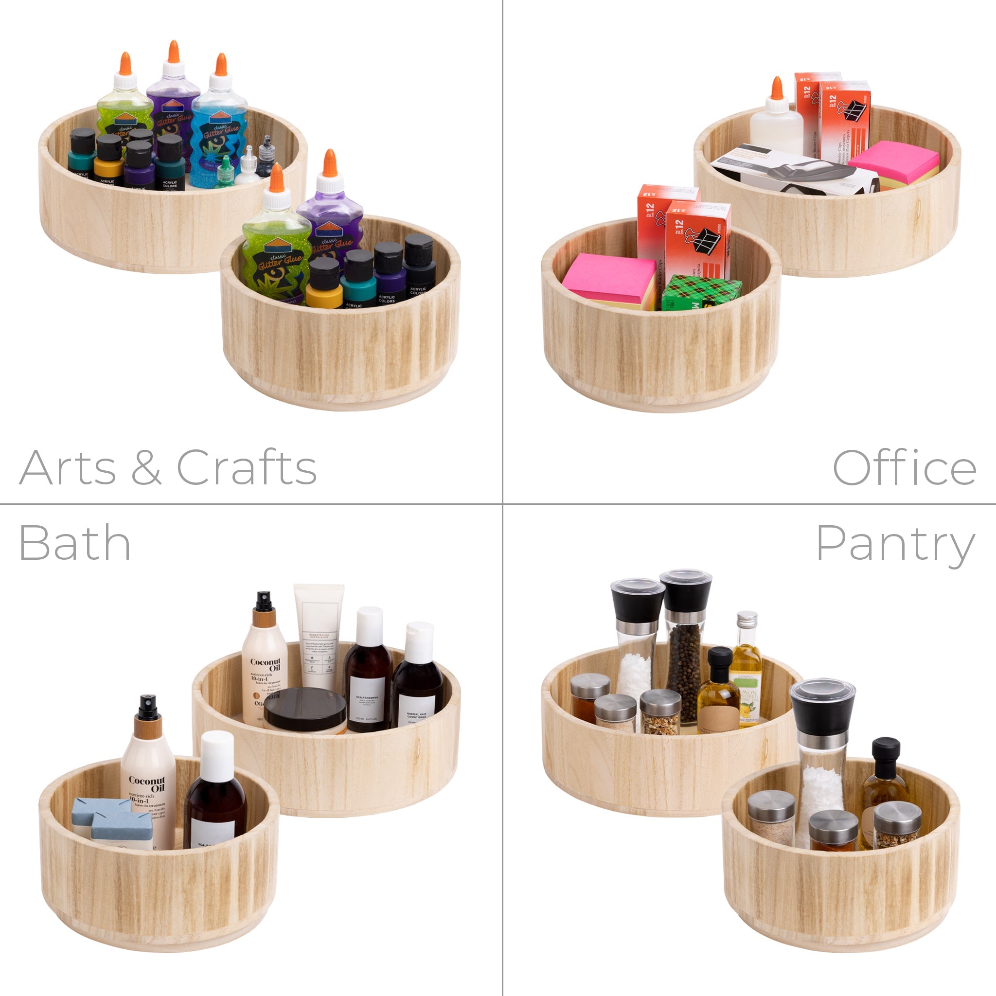 Paulownia Wood Turntable Organizer- Set of 2 - Smart Design® 6