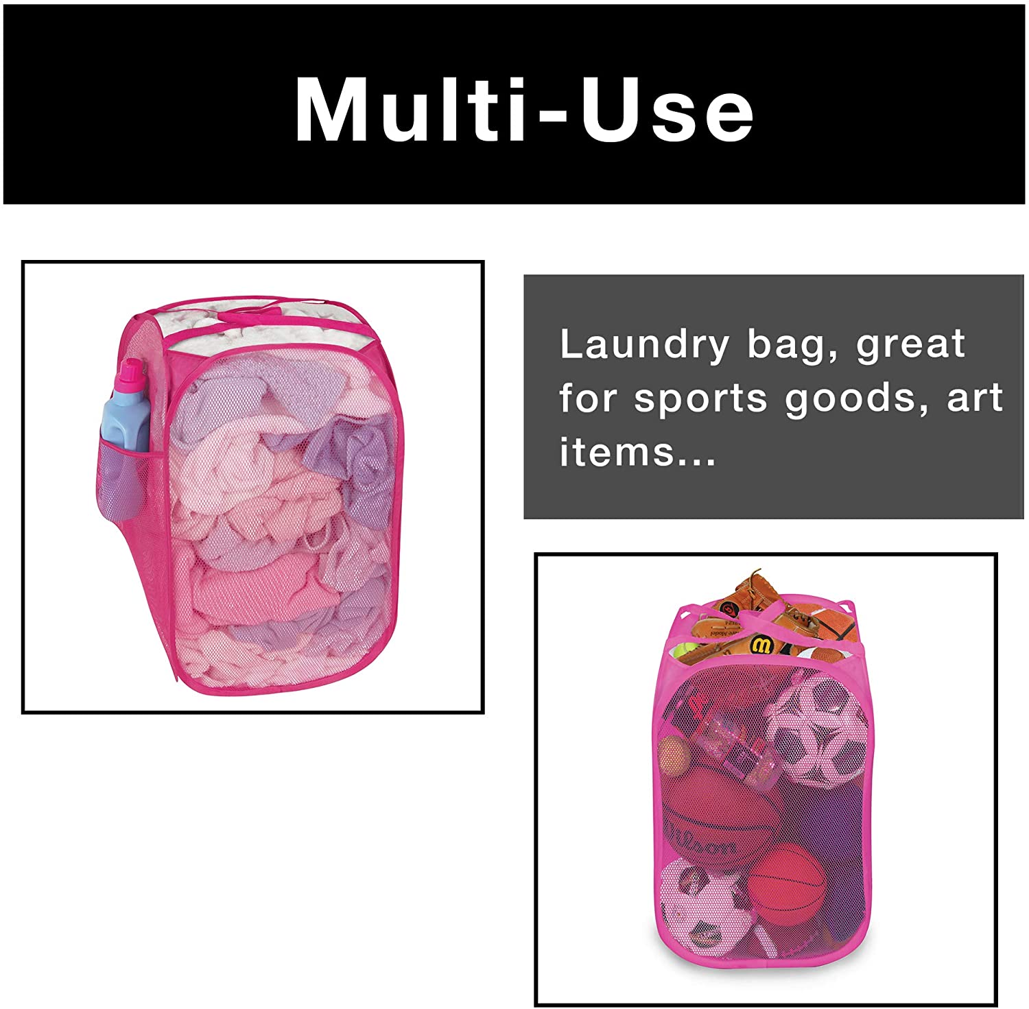 Pop-Up Laundry Hamper with Easy Carry Handles and Side Pocket - Smart Design® 5